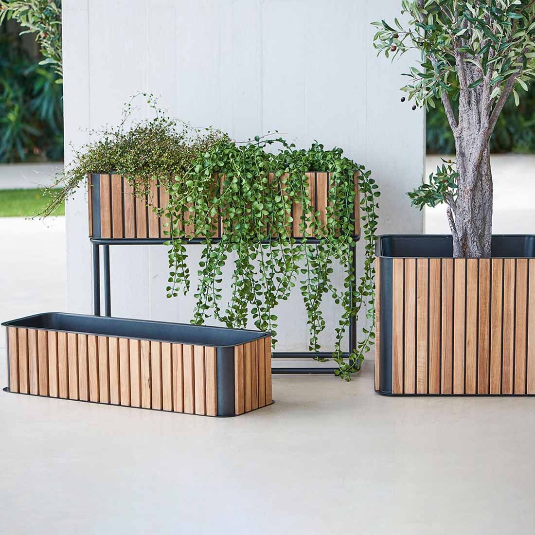 Blomsterkrukke Combine resirkulert teak/aluminium 83x62cm bakside