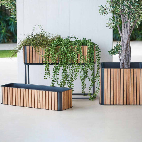 Blomsterkrukke Combine resirkulert teak/aluminium 83x62cm bakside
