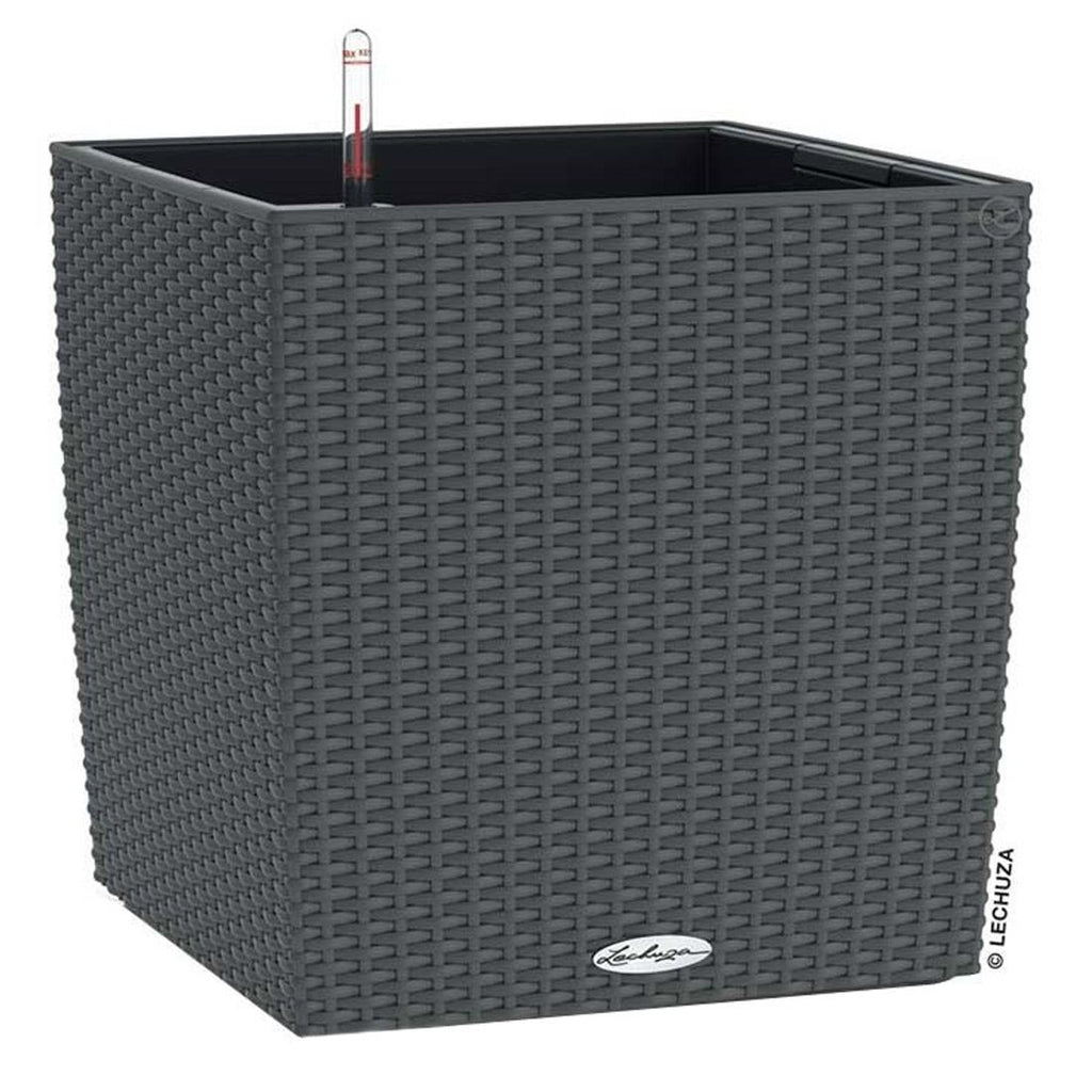 Blomsterkrukke Cube 50x50x50 cm plast granitt bakside