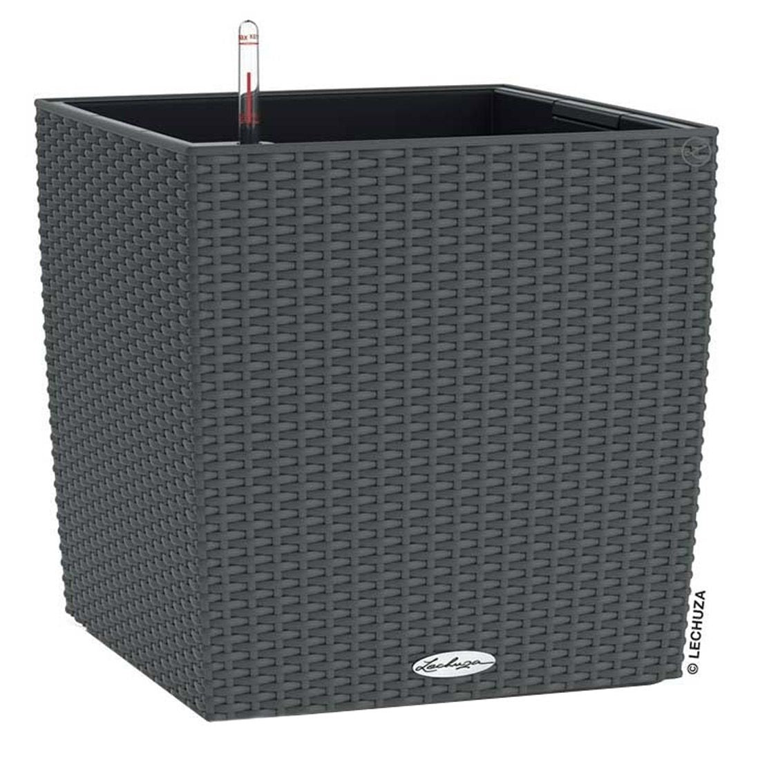 Blomsterkrukke Cube 50x50x50 cm plast granitt bakside