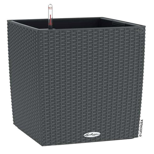Blomsterkrukke Cube 50x50x50 cm plast granitt bakside