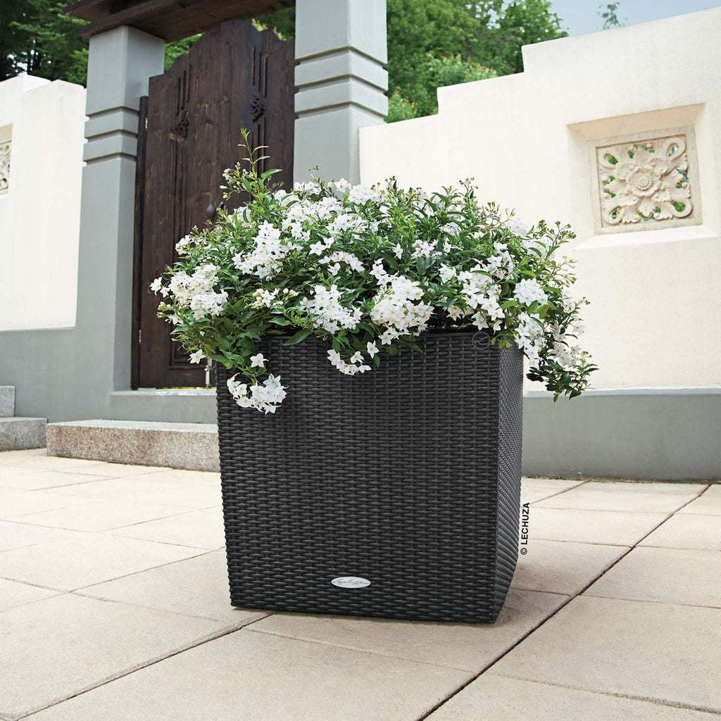 Blomsterkrukke Cube 50x50x50 cm plast granitt nærbilde materiale