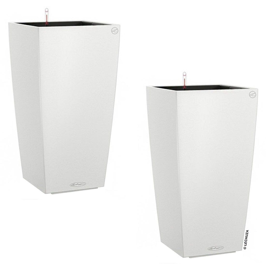 Blomsterkrukke Cubico 2-delers sett 40x40x75 cm hvit bakside
