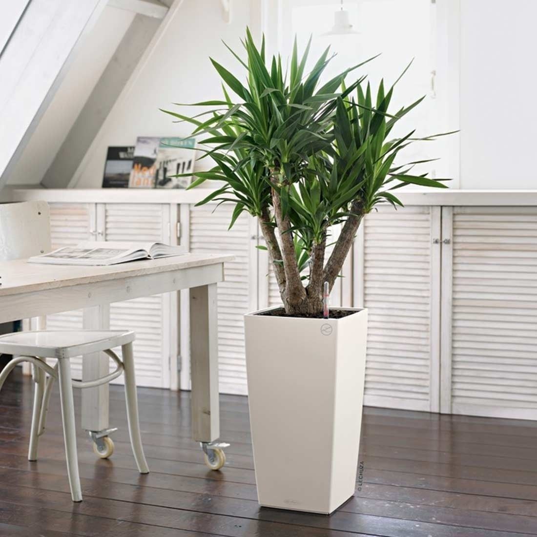 Blomsterkrukke Cubico 2-delers sett 40x40x75 cm hvit sideprofil