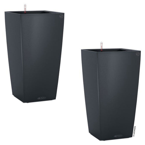 Blomsterkrukke Cubico 2-pk 30x30x56 cm plast skifergrå bakside