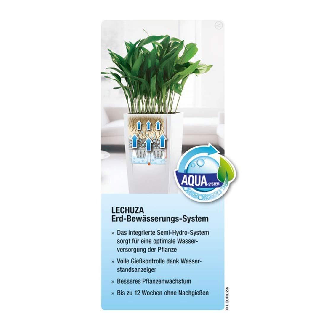 Blomsterkrukke Cubico 30x30x56 cm plast hvit montert
