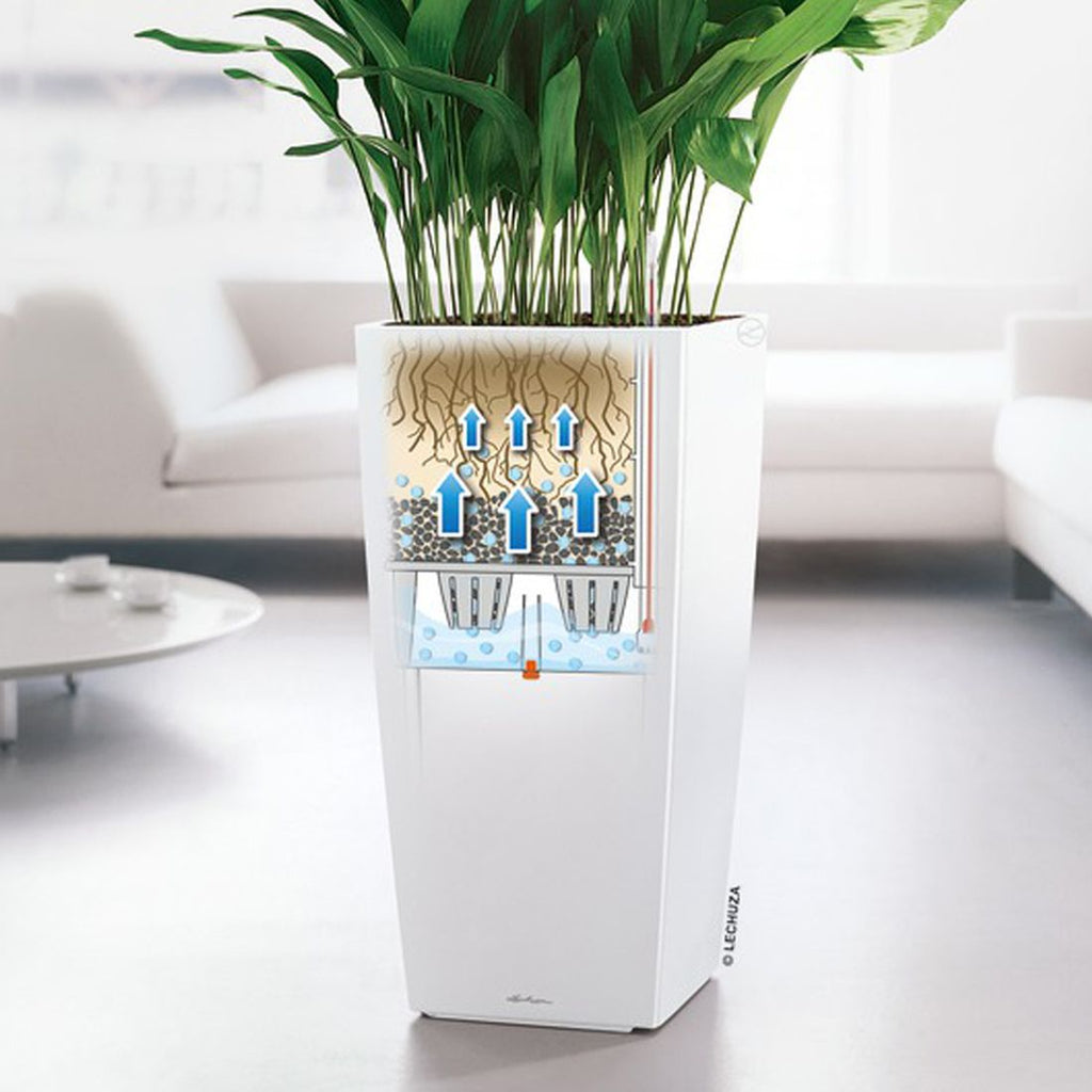 Blomsterkrukke Cubico 30x30x56 cm plast hvit nærbilde