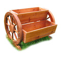 Blomsterkrukke med vognhjul tre natur 44 cm forfra