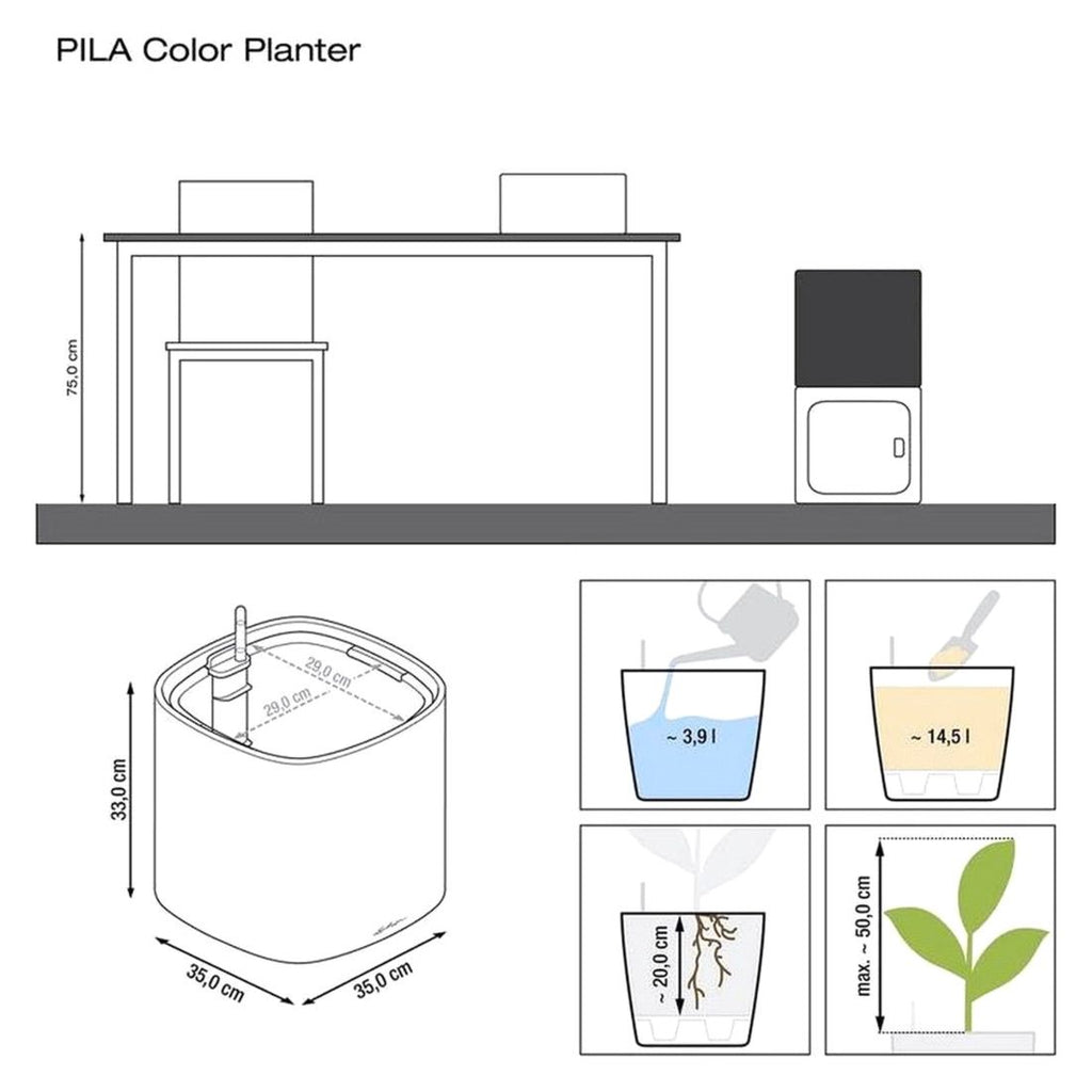 Nærbilde av overflate på Blomsterkrukke Pila Planter 35x35 cm skifergrå plast
