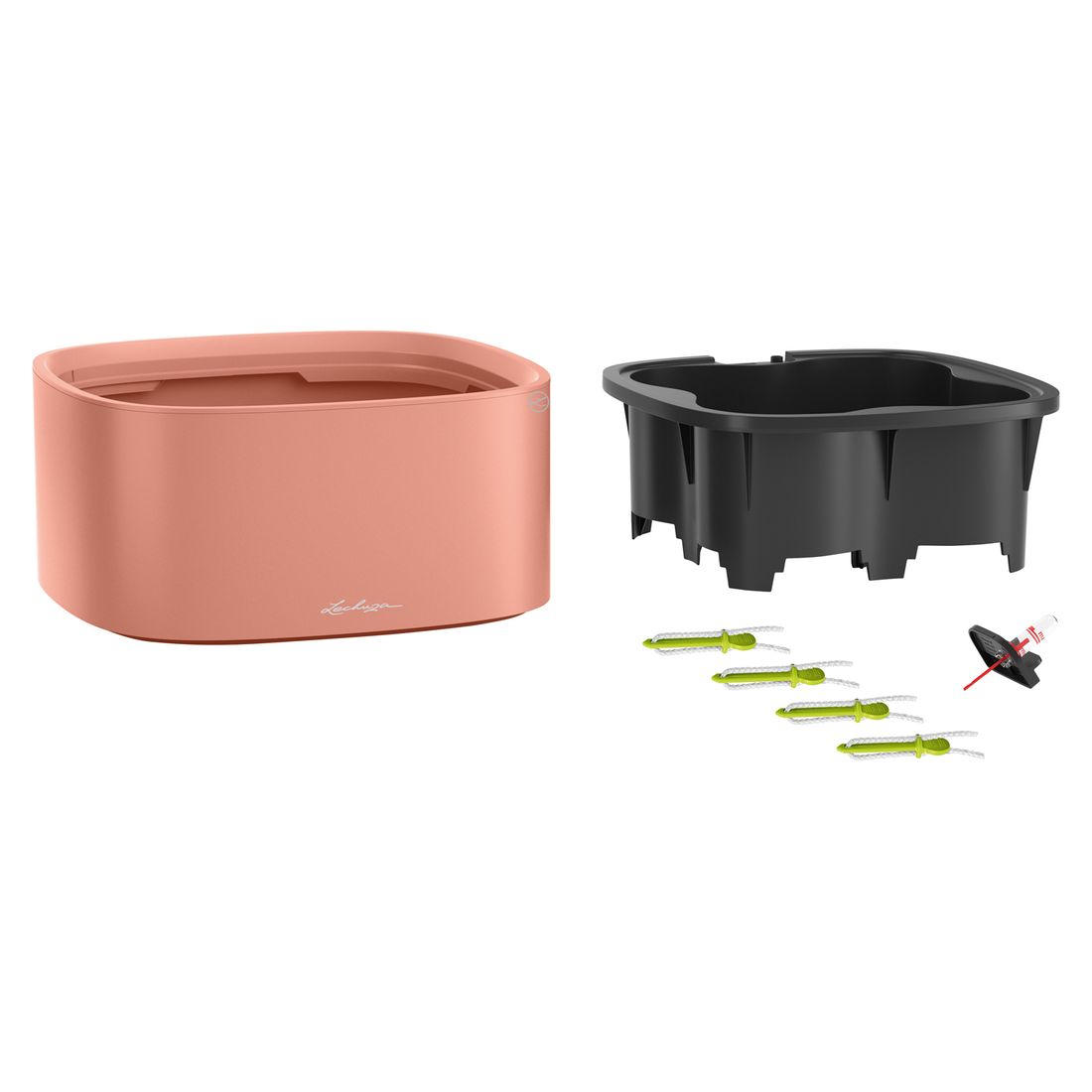 Montert Blomsterkrukke Pila Stick-System 35x35 cm plast på terrasse