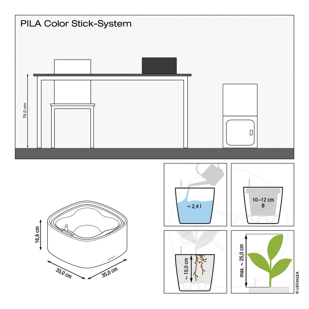 Nærbilde av Blomsterkrukke Pila Stick-System 35x35 cm plast korallrød