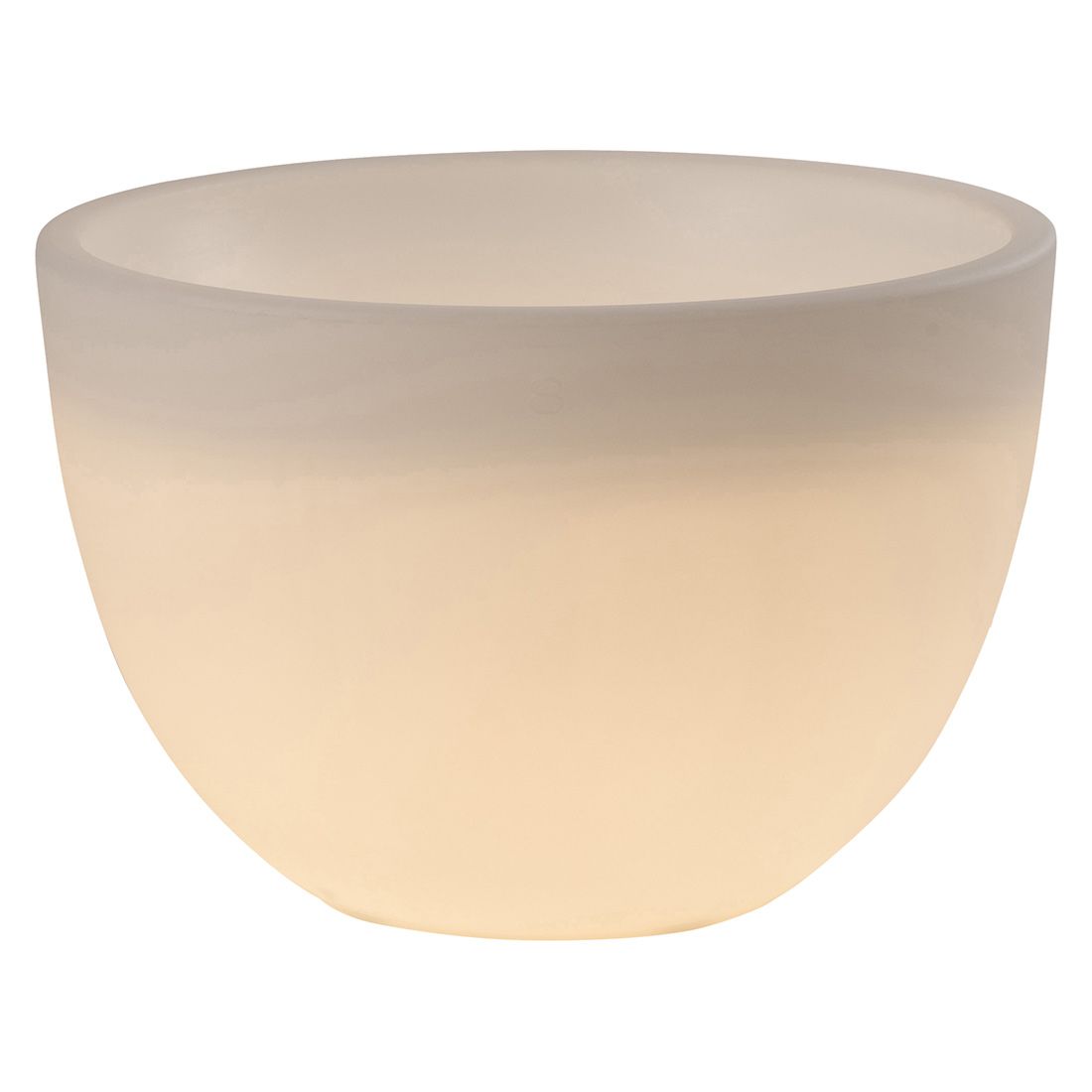 Blomsterkrukke Pro Curvy XM med LED hvit montert på terrasse