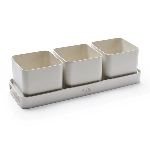 Blomsterkrukke-sett med brett aluminium 50x17 cm - Stern forfra
