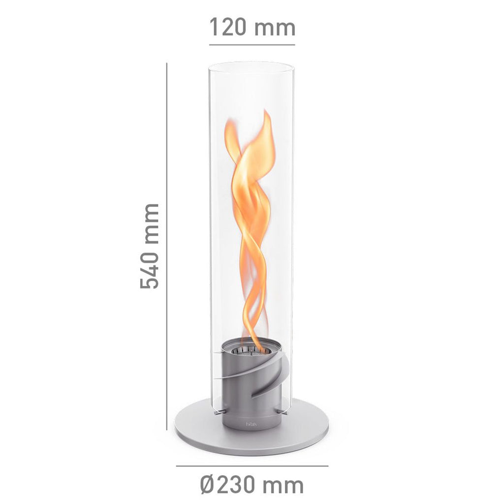 Bordild Spin 1200 rustfritt stål og glass roterende flamme