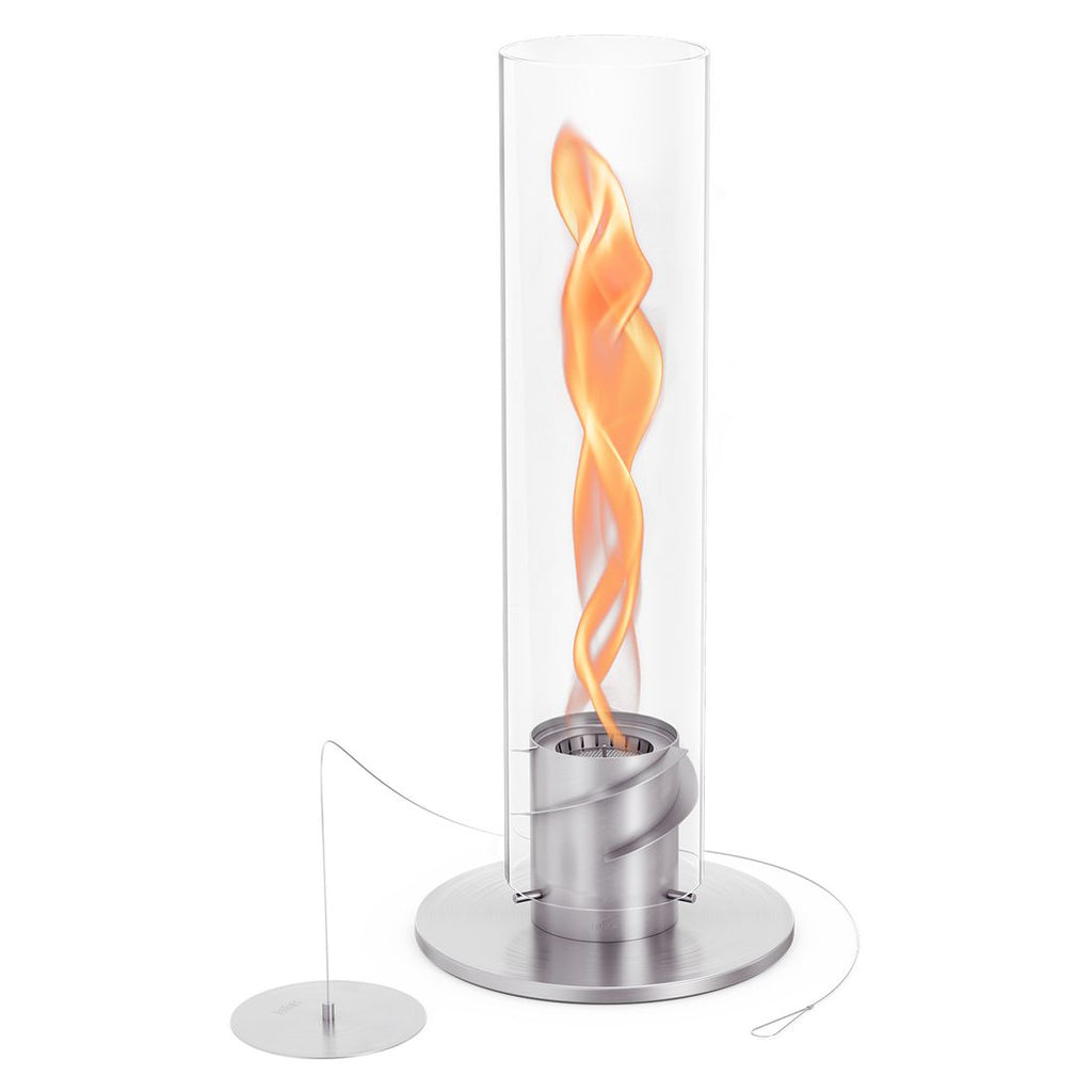 Bordild Spin 1500 rustfritt stål Ø15x67cm sølv detalj av flamme