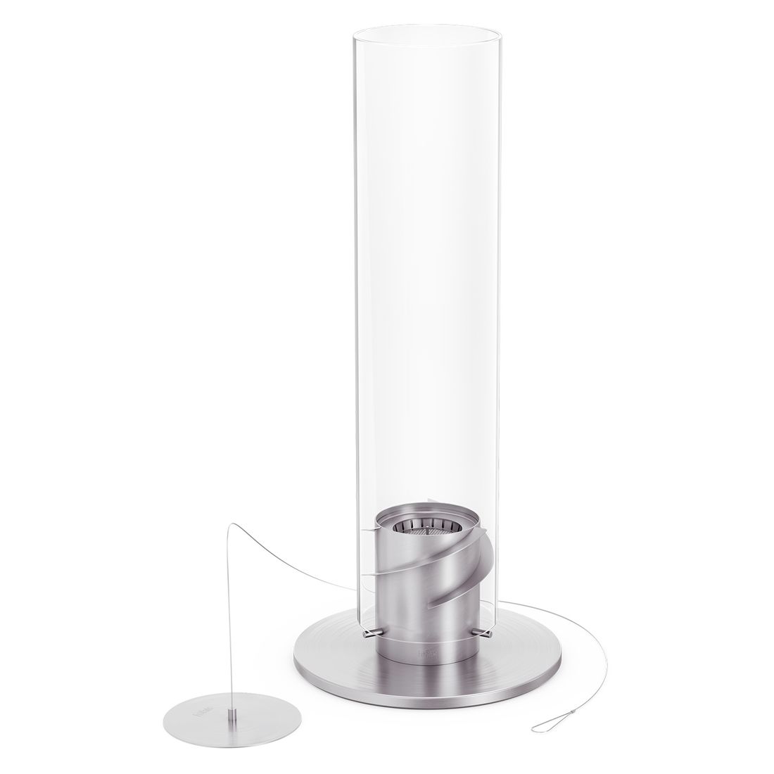 Bordild Spin 1500 rustfritt stål Ø15x67cm sølv flammeeffekt dagtid