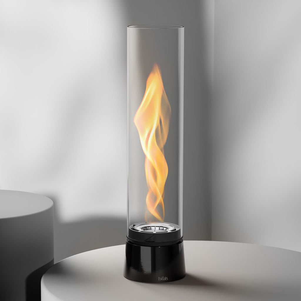 Bordild SPIN Air 1200 jern Ø13,8x54 cm svart detalj av flamme