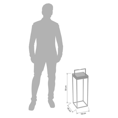 Bordlampe ute Kettlight Squared aluminium svart nærbilde av dimmeknapp