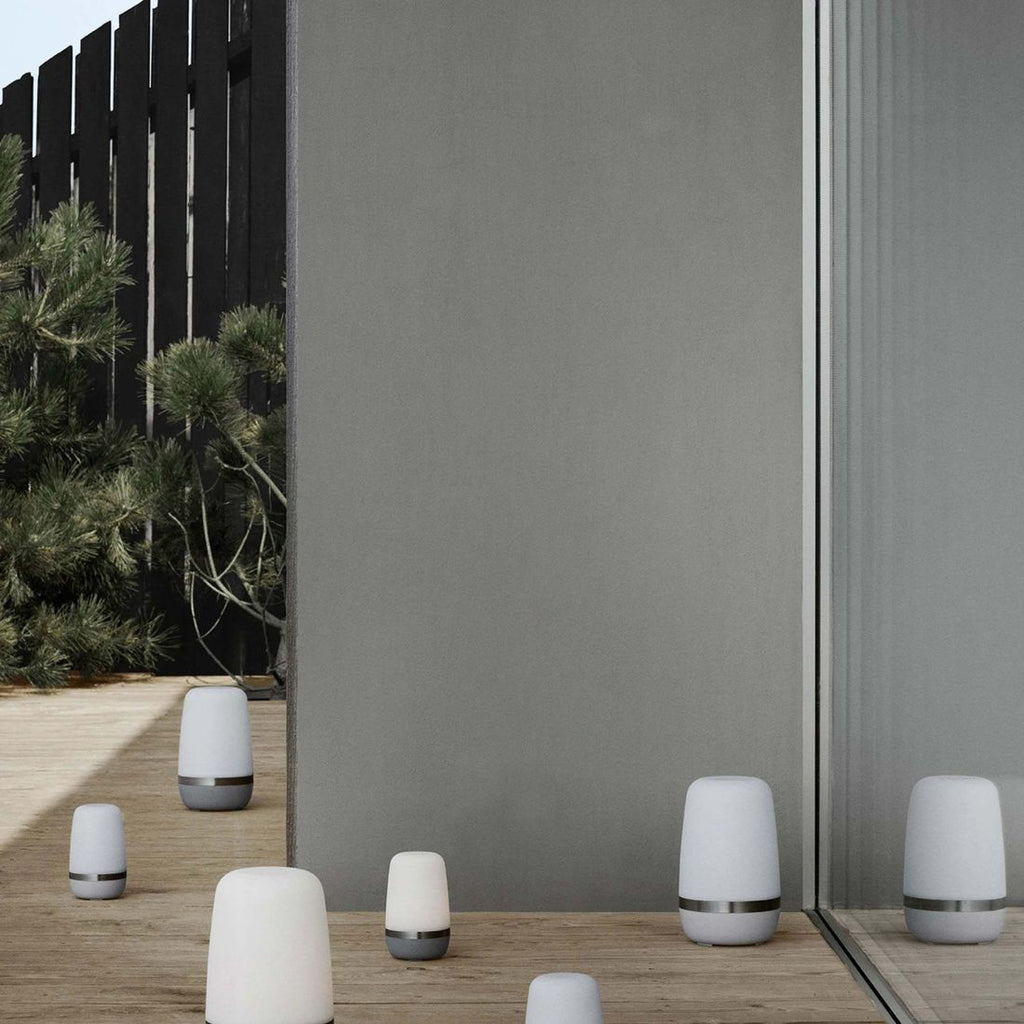 Bordlampe ute Spirit large aluminium Ø15 cm grå sideprofil