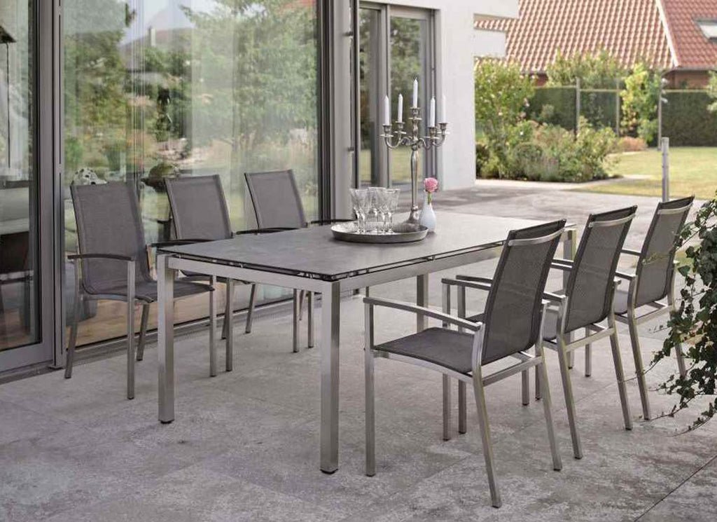 Bordplate 200x100 cm Silverstar 2.0 sement i moderne uteområde