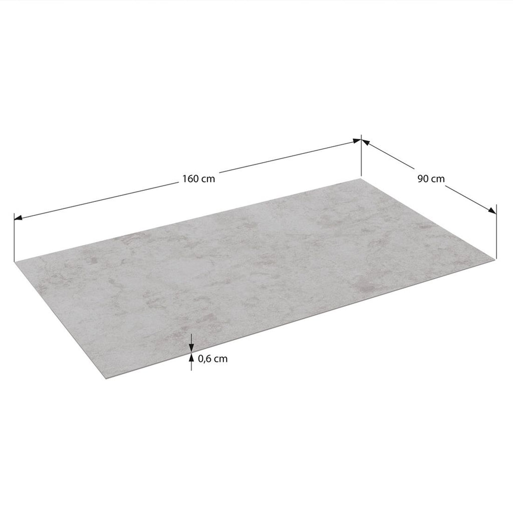 Bordplate glasskeramikk 160x90 cm mørkegrå bakside