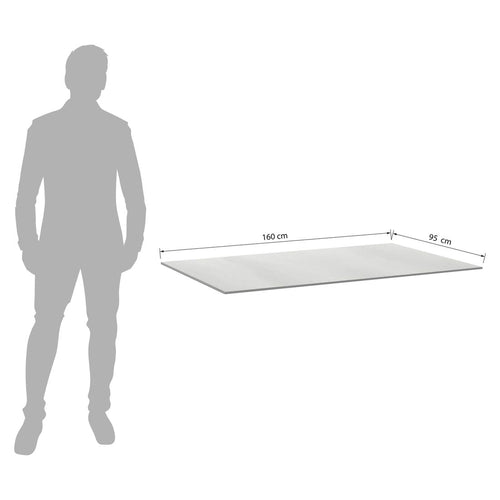 Bordplate HPL 160x95 cm lys grå stein - Kettler bakside
