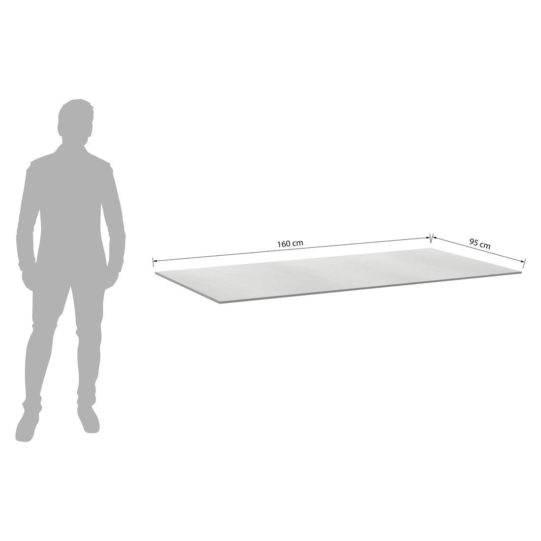 Bordplate HPL 180x95 cm lys grå stein - Kettler bakside