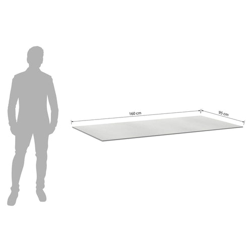 Bordplate HPL 180x95 cm lys grå stein - Kettler bakside