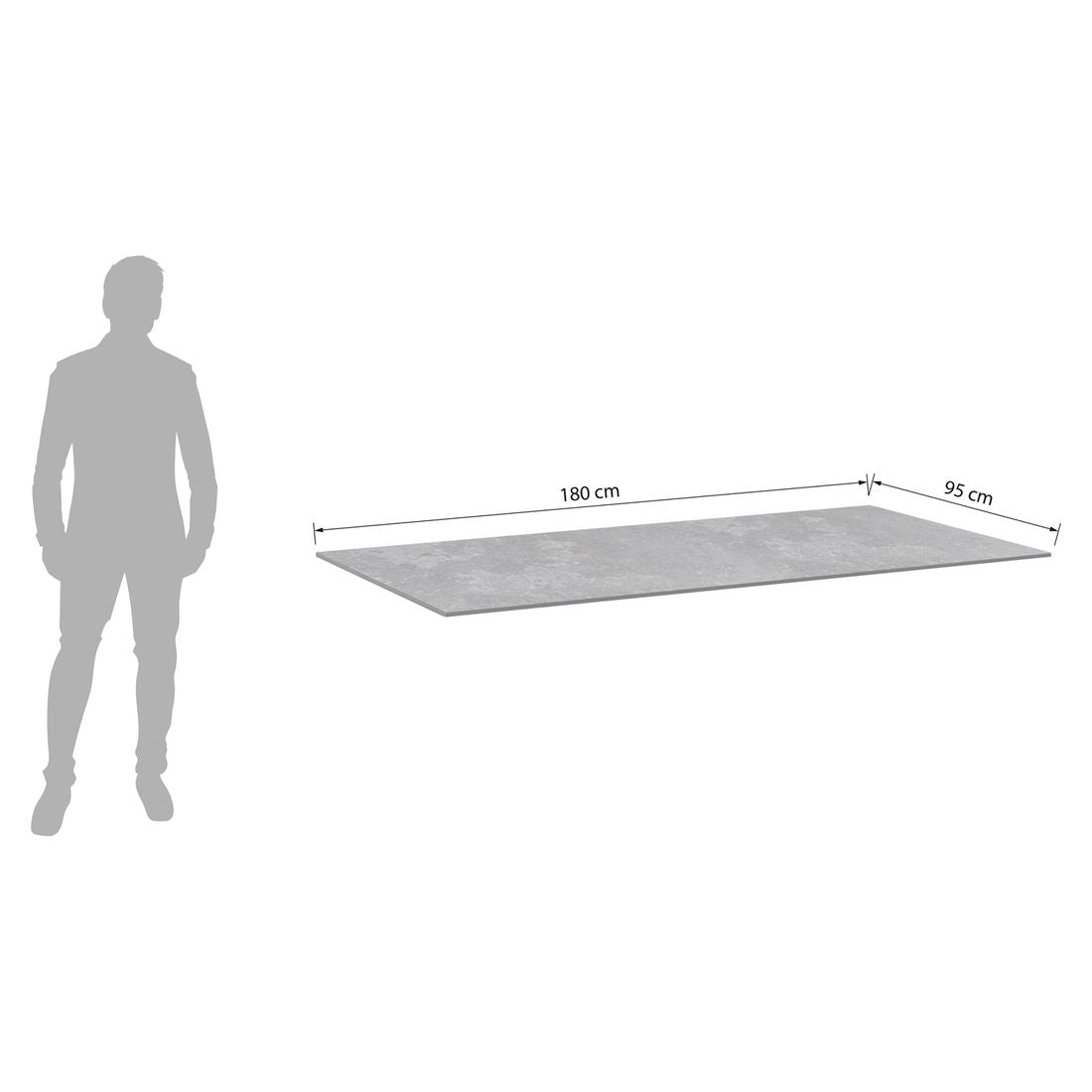 Bordplate HPL skifer krystall 180x95 cm - Kettler bakside