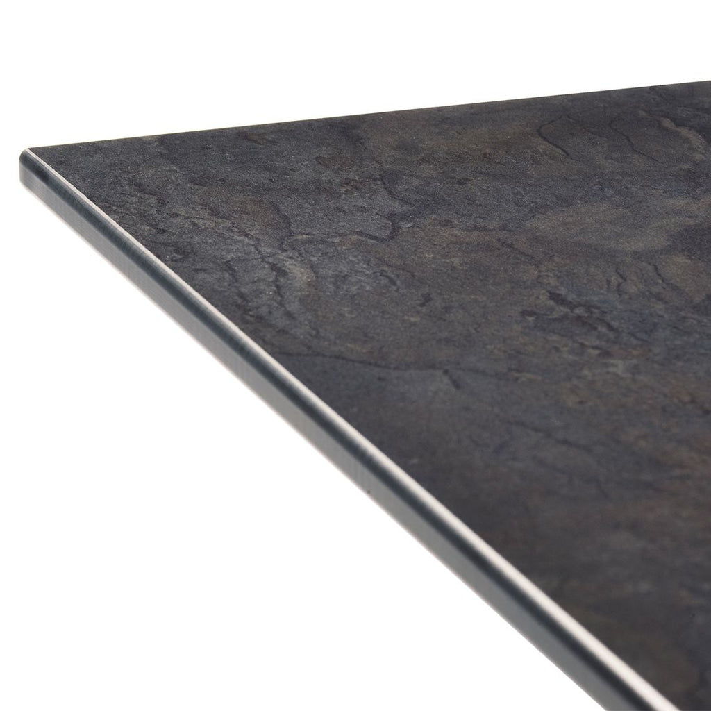 Detalj av Bordplate Polytec HPL 160x90 cm skifergrå antrasitt materiale