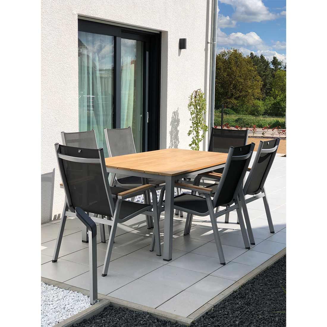 Detalj av teakmateriale på Bordplate teak C-profil 160x95 cm natur - Kettler