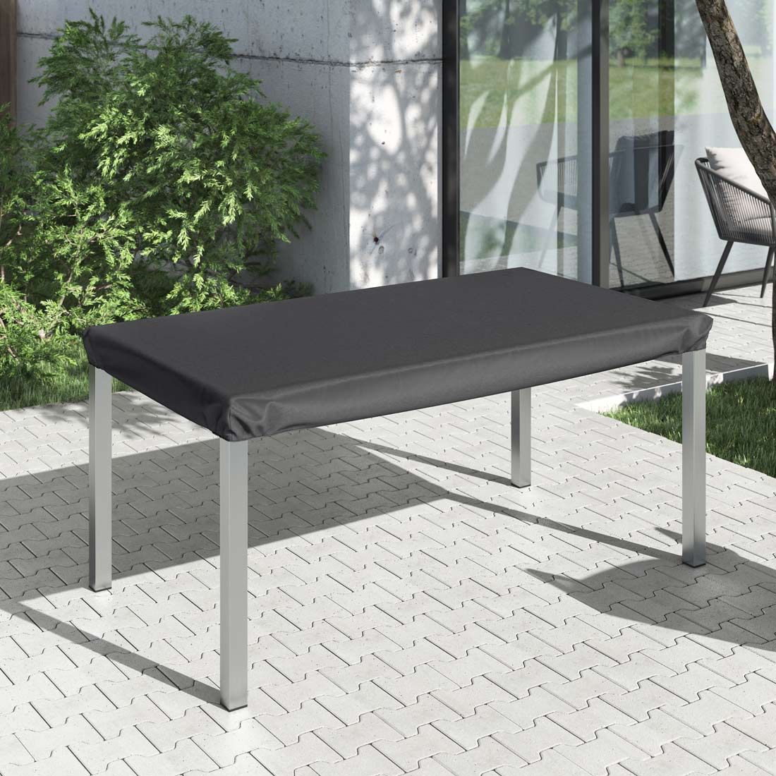 Bordtrekk til hagebord 160x90 cm svart polyester bakside