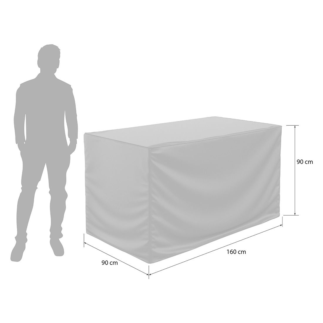 Bordtrekk til hagebord 160x90x91 cm svart - OUTLIV sammenlagt
