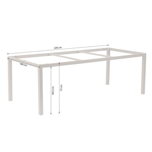 Bordunderstell 220x100 cm aluminium korallsand - OUTLIV bakside