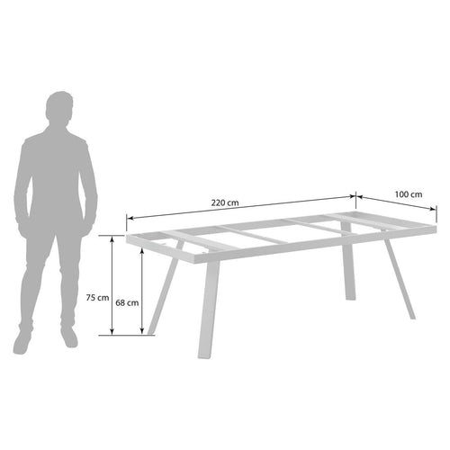 Bordunderstell aluminium antrasitt 220x100 cm bakside