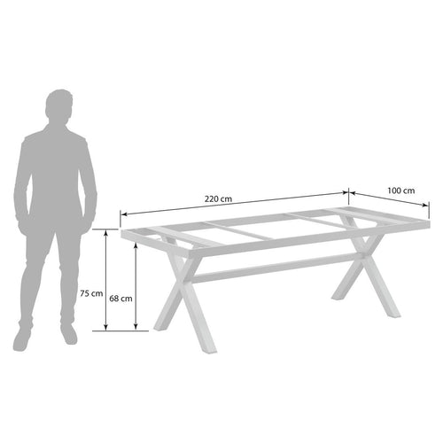 Bordunderstell aluminium antrasitt 220x100 cm - OUTLIV bakside