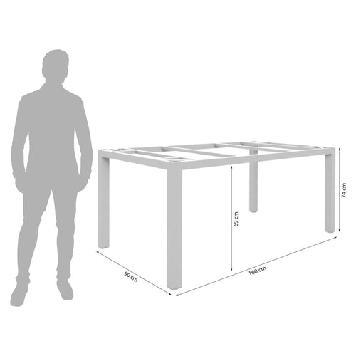 Bordunderstell Alus 160x90 cm aluminium taupe detalj