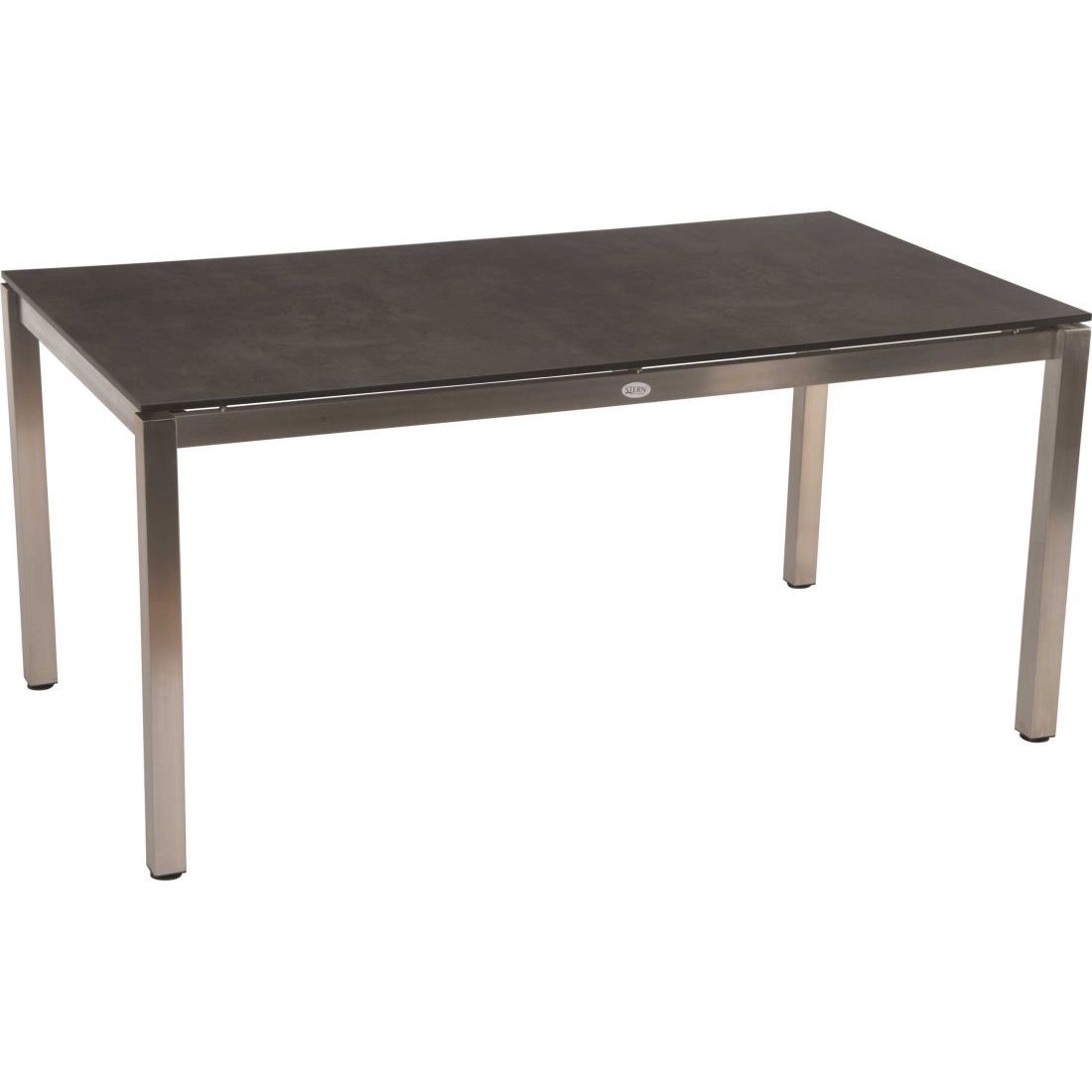 Montert bordunderstell rustfritt stål 160x90 cm firkantrør Stern på terrasse