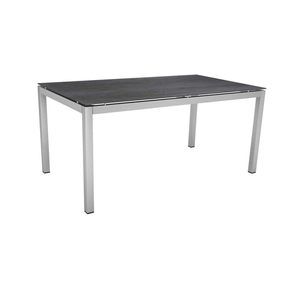 Nærbilde av skjøt på bordunderstell rustfritt stål 160x90 cm firkantrør Stern
