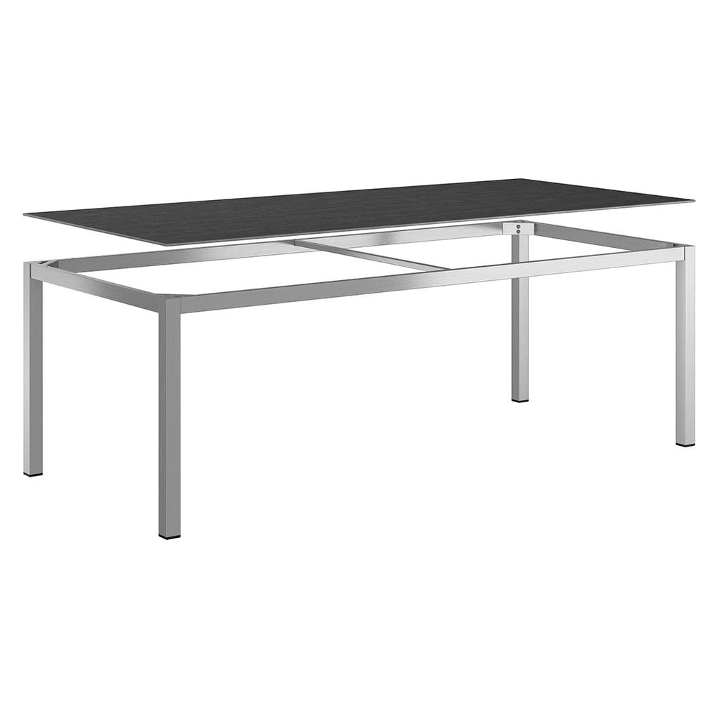 Montert bordunderstell rustfritt stål 160x90 cm sølv - OUTLIV på terrasse