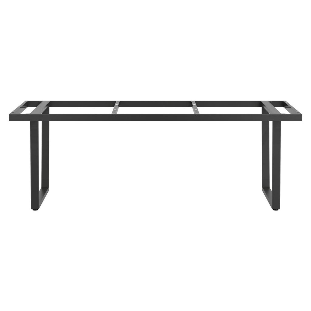 Montert Bordunderstell rustfritt stål 220x100 cm antrasitt på terrasse