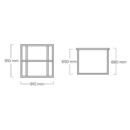 Bordunderstell Skate 91x91 cm aluminium antrasitt bakside