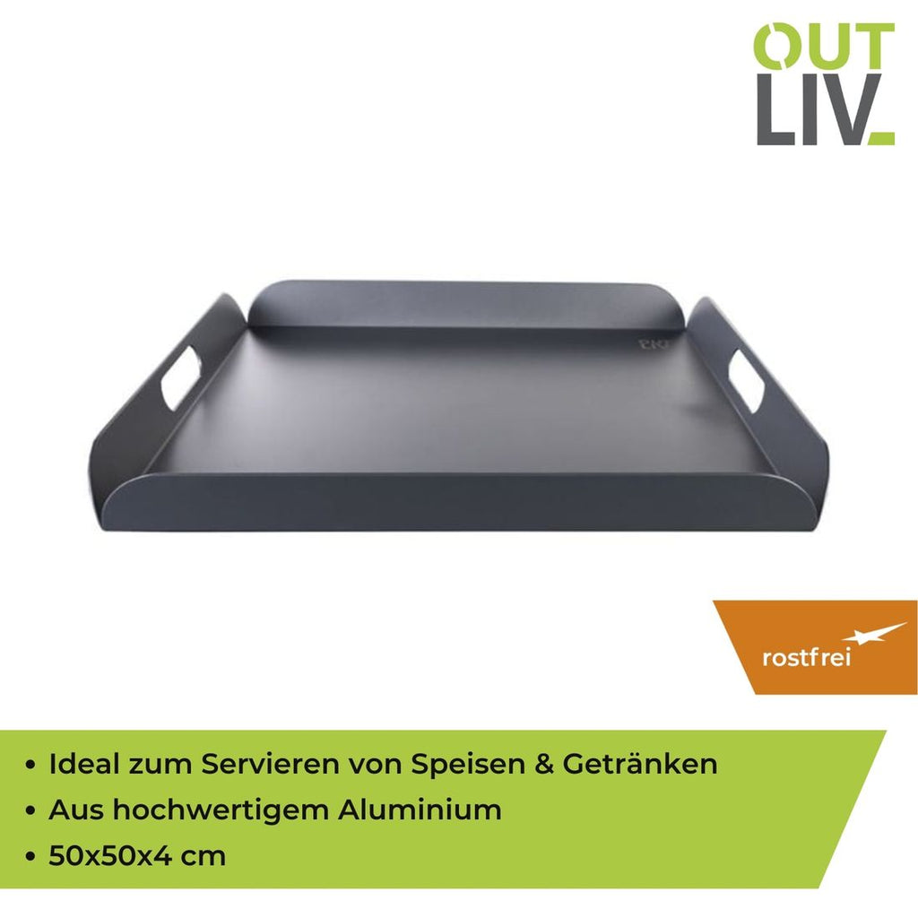 Brett aluminium antrasitt 50x50 cm - OUTLIV sett fra siden