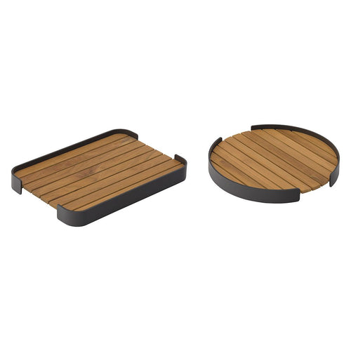 Brett Carry sett 2-deler aluminium/teak - Zebra forfra