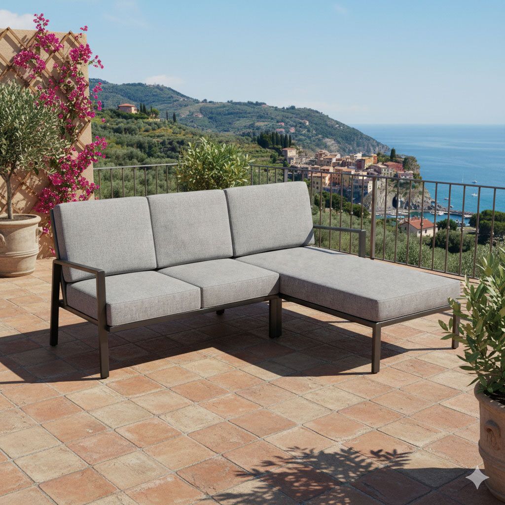 Chaiselongue lounge Zenith aluminium/olefin 89x181 cm med polstring