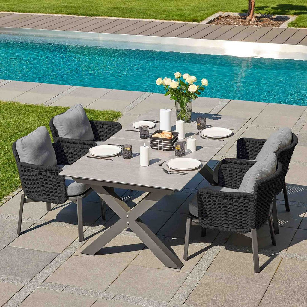 Hagestol med armlener Catalina aluminium/tau med puter - LC Garden