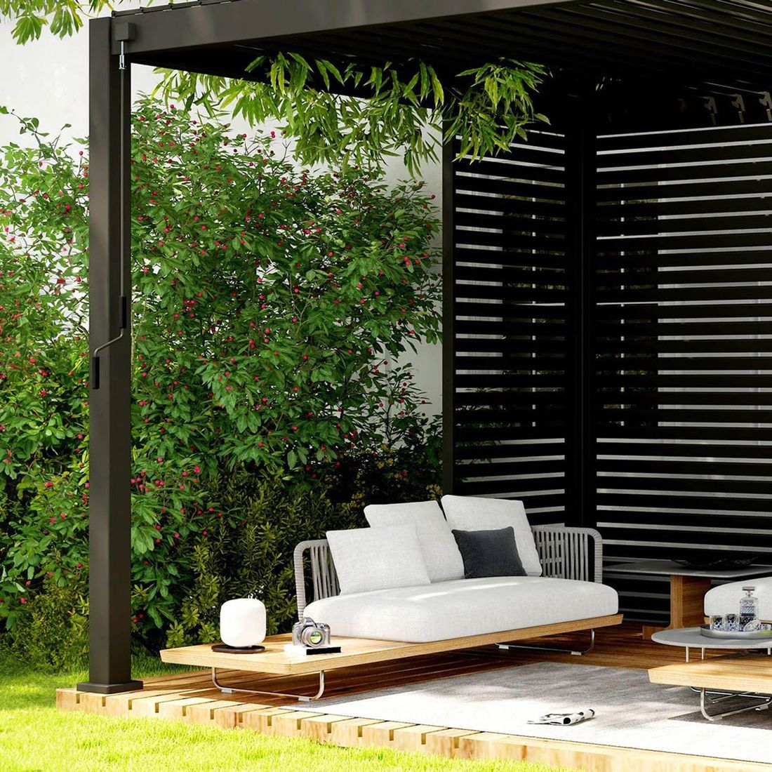Pergola lamellvegg 93x236,5 cm aluminium antrasitt - Mirador