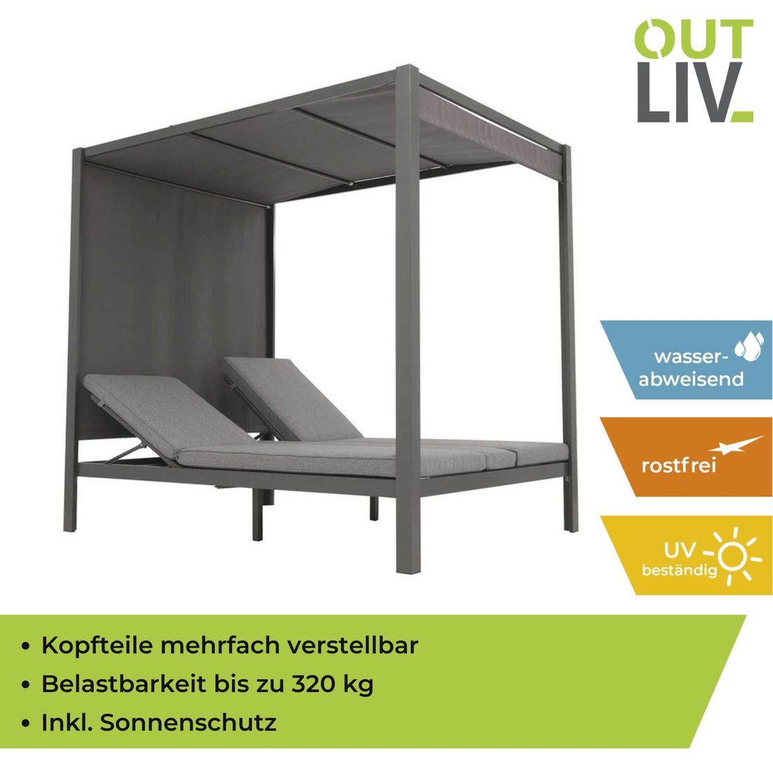 Daybed Arezzo aluminium/olefin 160x210 cm - OUTLIV.