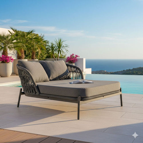 Daybed Bari aluminium tau 148x164 cm antrasitt forfra