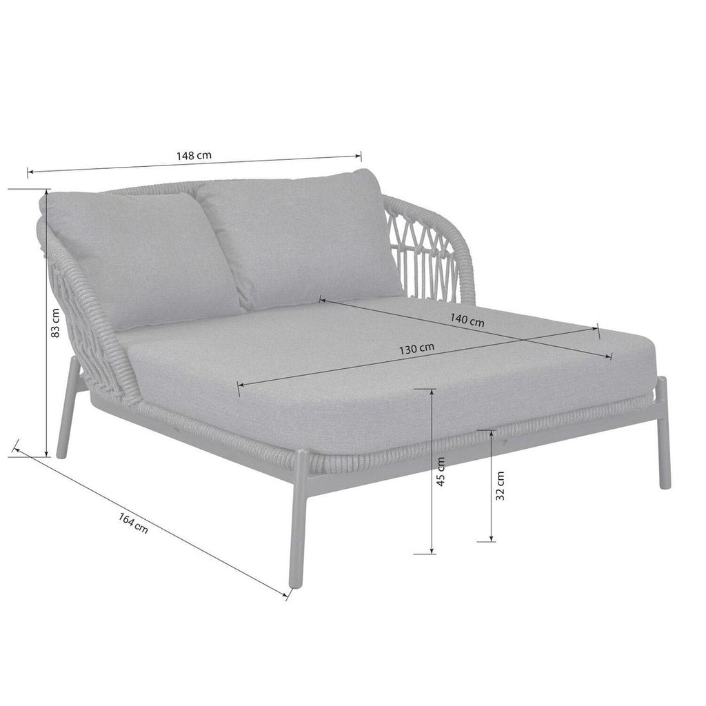 Daybed Bari aluminium tau 148x164 cm antrasitt detalj av ramme